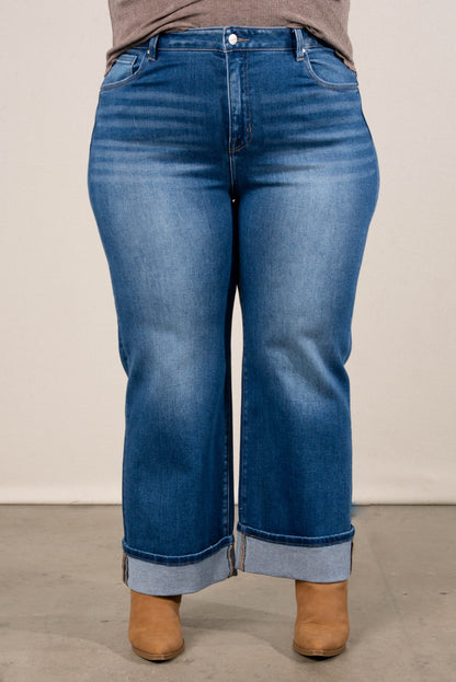 Risen Denim | Dakota Mid Rise Crop Cuffed Straight Leg Jeans