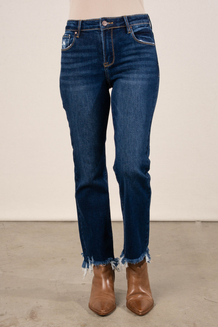 Risen Milani High Rise Crop Straight Leg Jeans