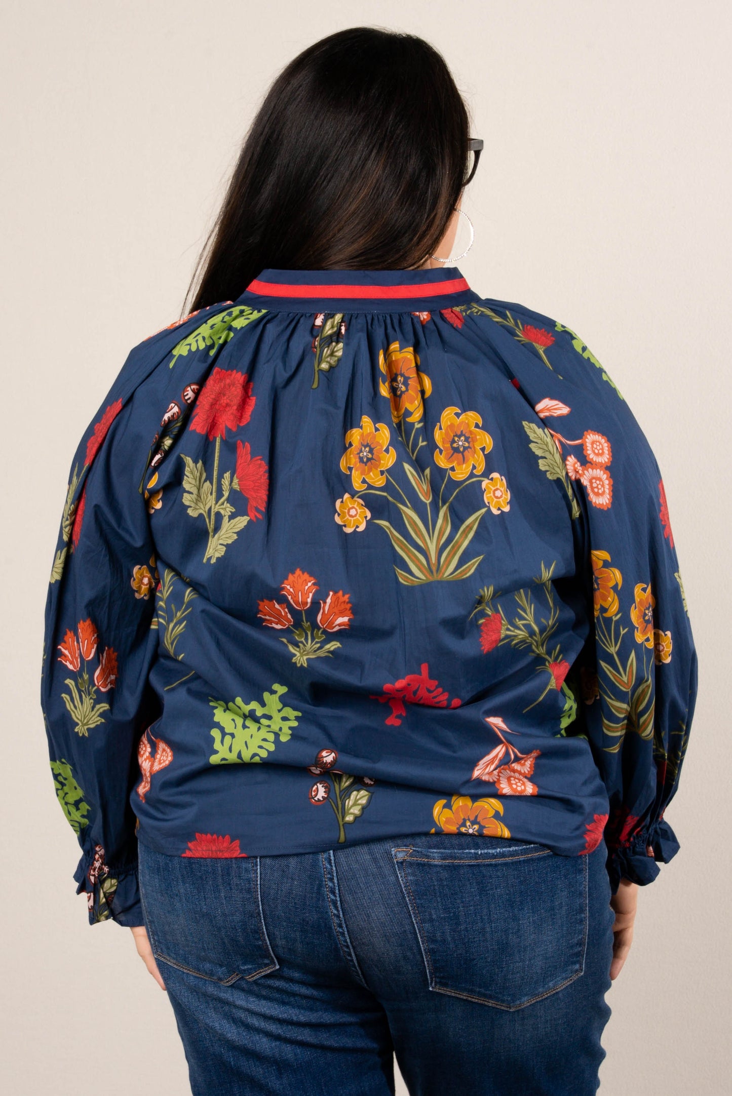 Fantasia Floral Split Neck Top