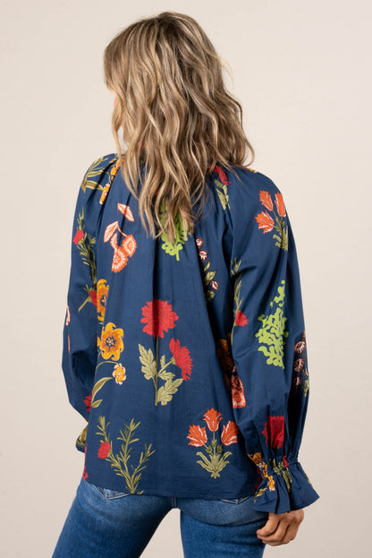 Fantasia Floral Split Neck Top