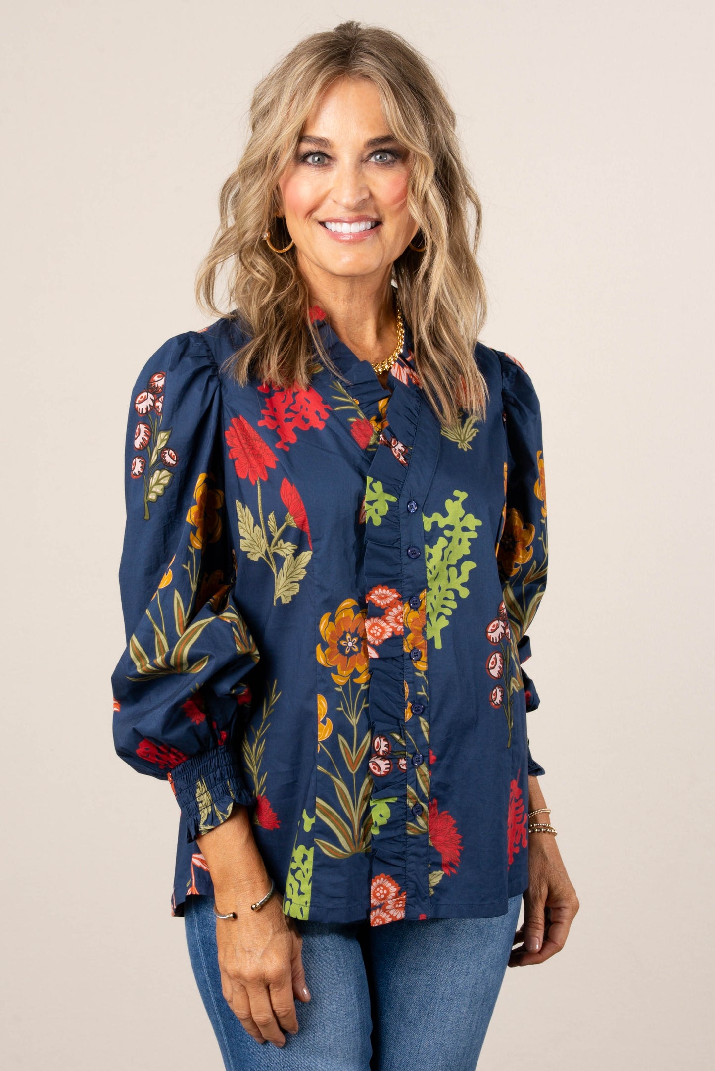 Daphne Floral Ruffle Detail Top