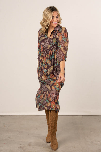 Dahlia Floral Tiered Midi Dress