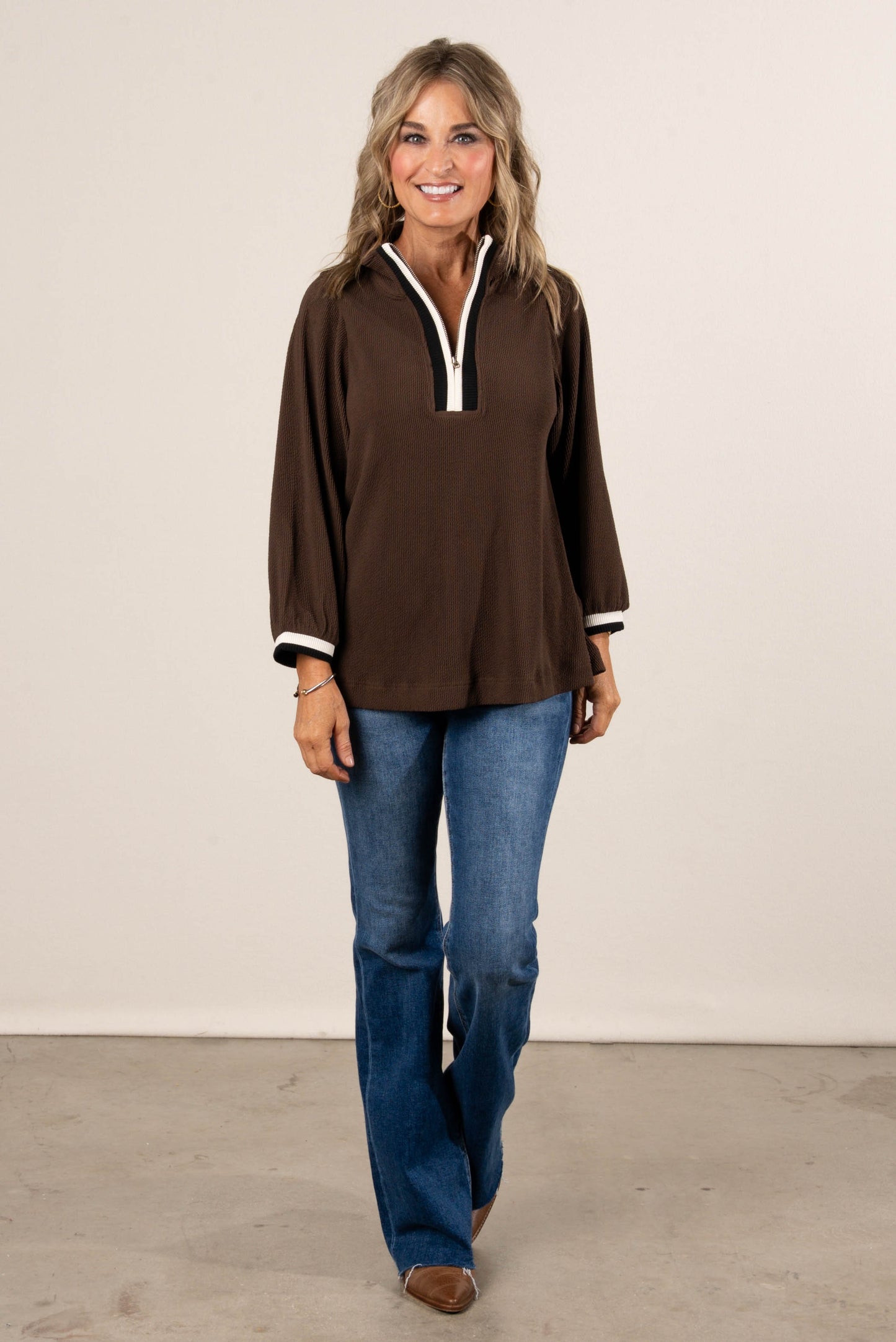 Riviera Contrast Trim Half Zip Pullover