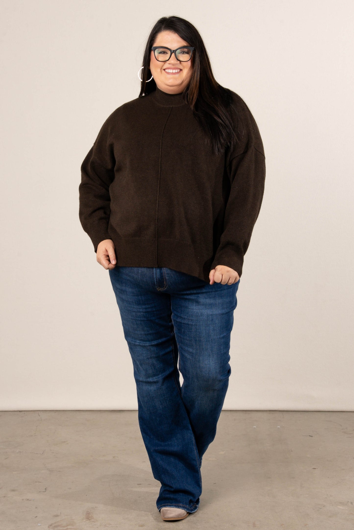 Genevieve Front Seam Mock Neck Sweater