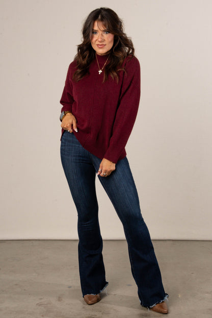 Genevieve Front Seam Mock Neck Sweater