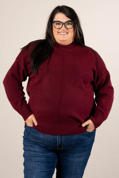 Genevieve Front Seam Mock Neck Sweater