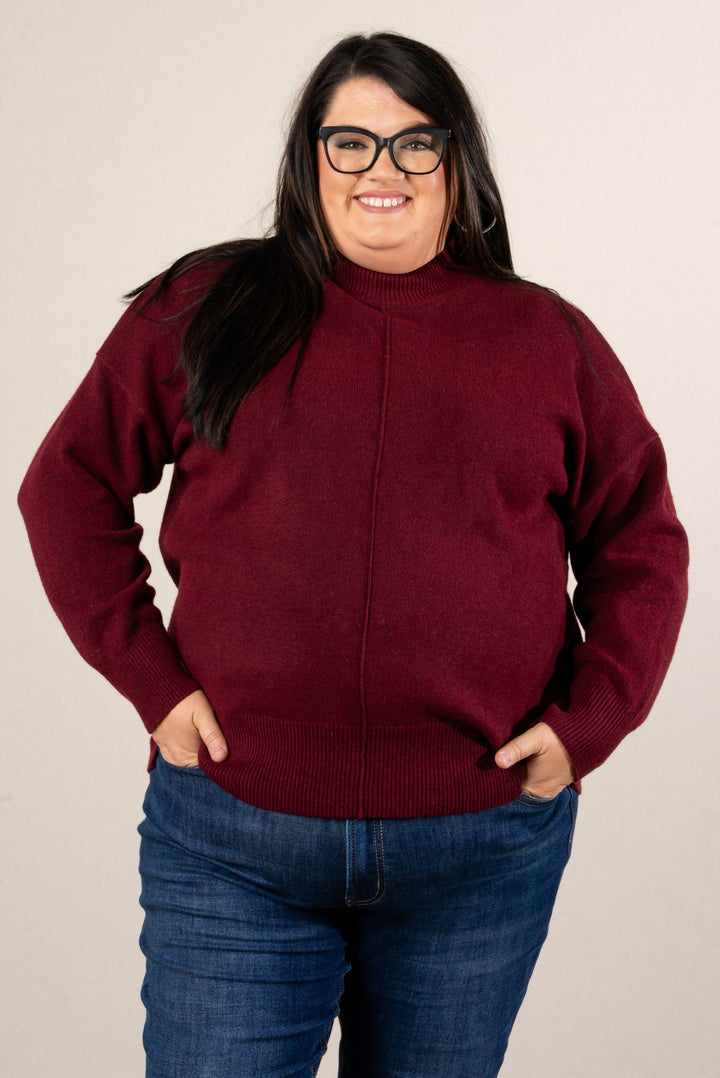 Genevieve Front Seam Mock Neck Sweater