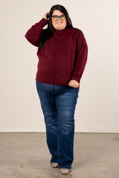 Genevieve Front Seam Mock Neck Sweater