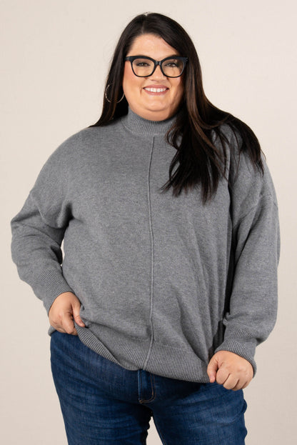 Genevieve Front Seam Mock Neck Sweater