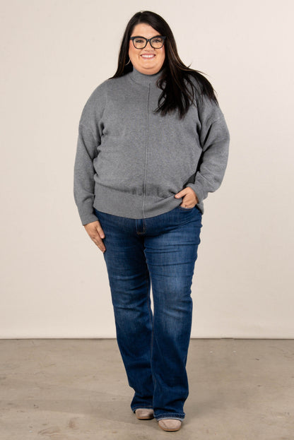 Genevieve Front Seam Mock Neck Sweater