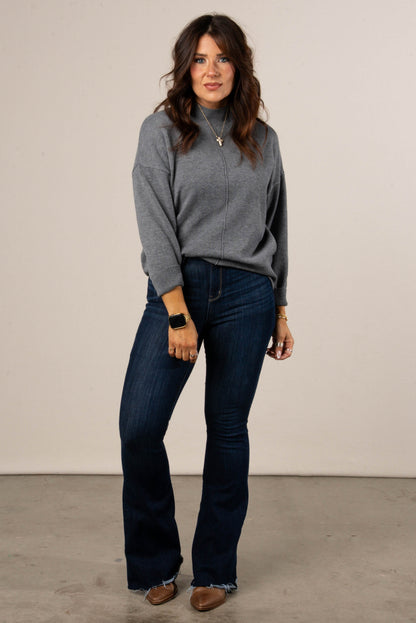 Genevieve Front Seam Mock Neck Sweater