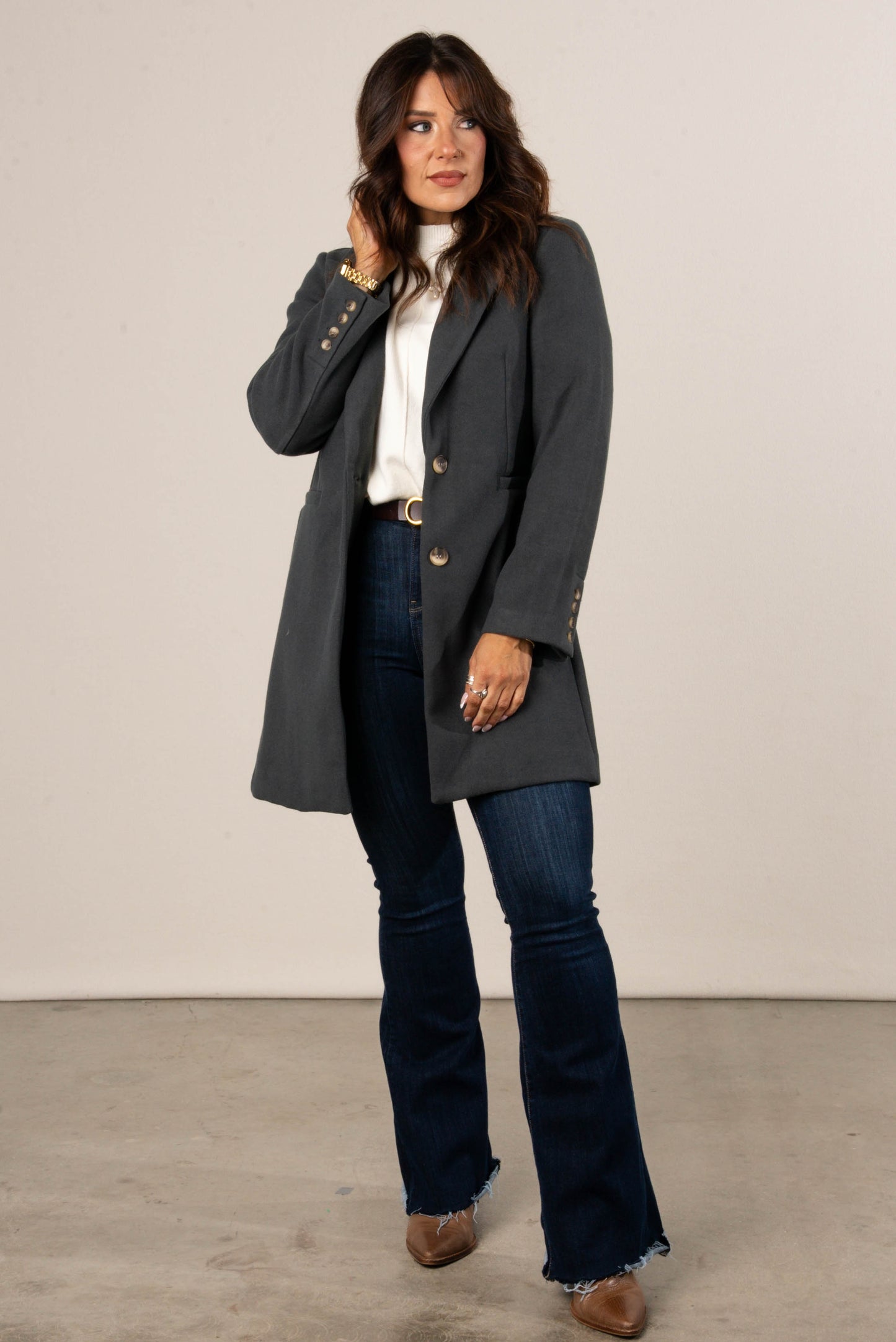 Genevieve Front Seam Mock Neck Sweater