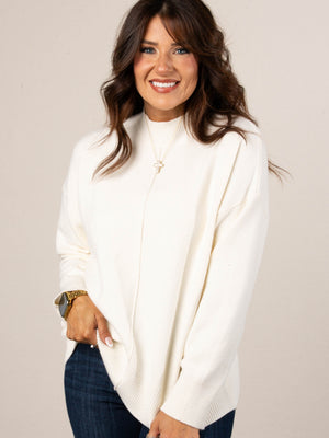 Genevieve Front Seam Mock Neck Sweater