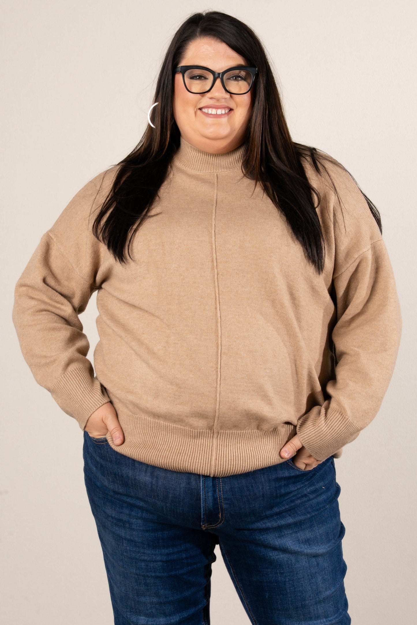 Genevieve Front Seam Mock Neck Sweater