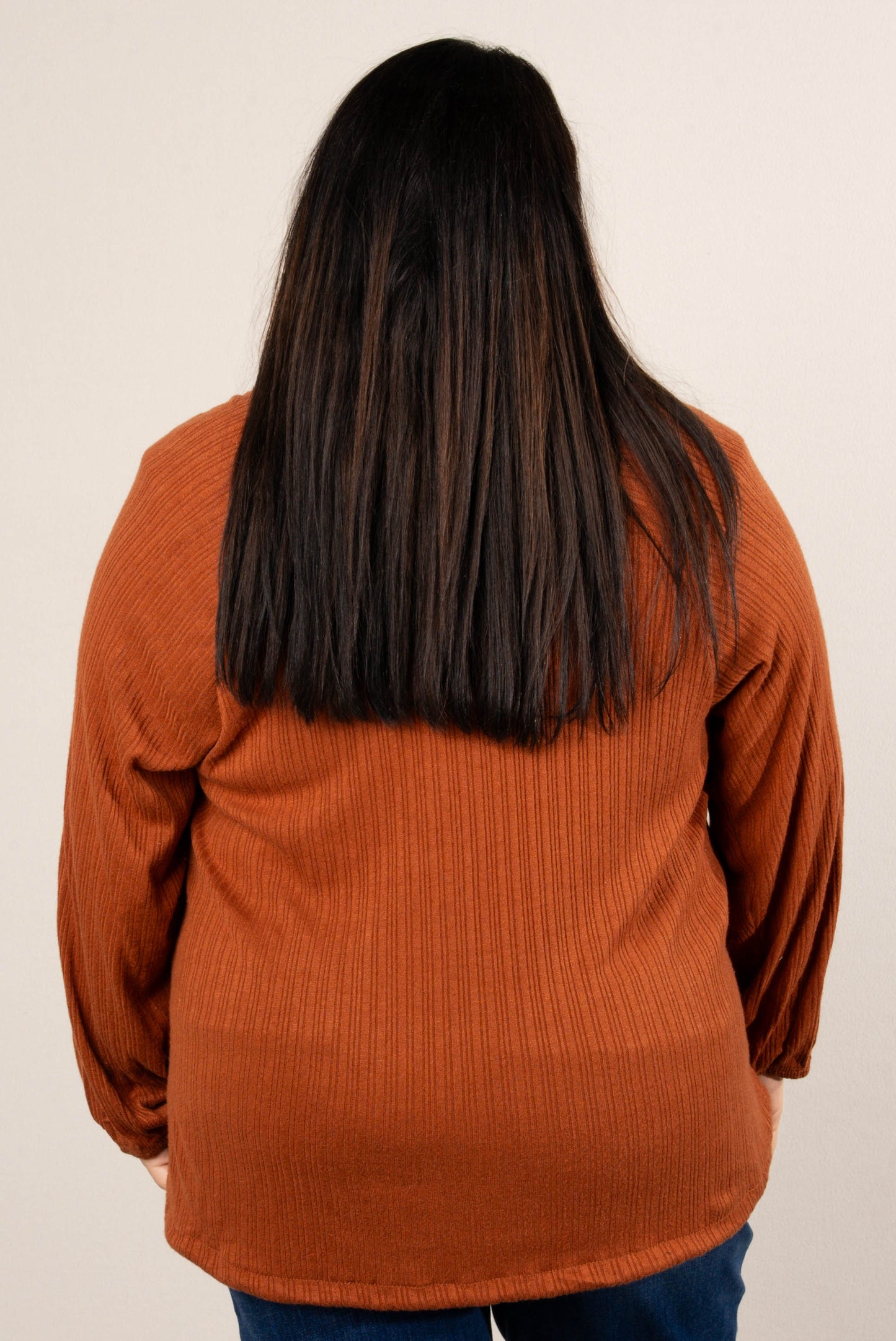 Crisp Days Ribbed Drawstring Waist Top