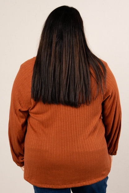 Crisp Days Ribbed Drawstring Waist Top