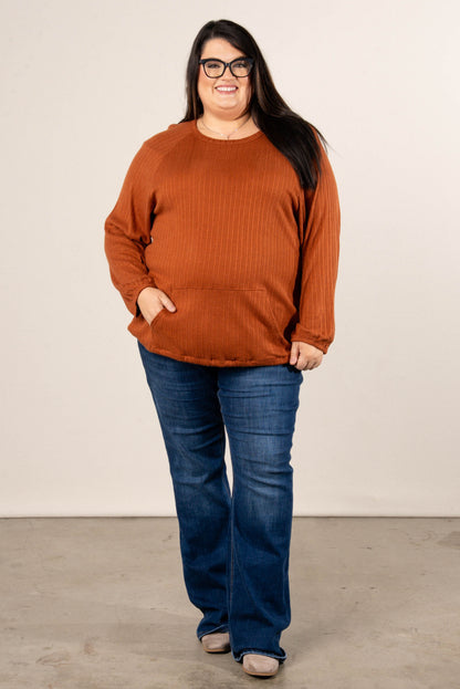Crisp Days Ribbed Drawstring Waist Top