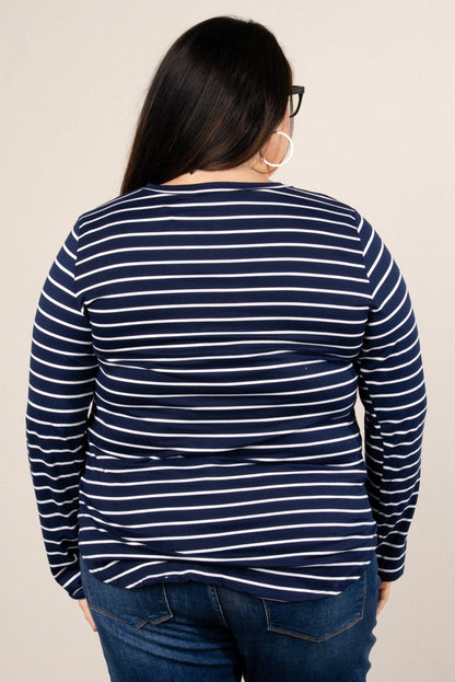 Fine Lines Striped Round Hem Top