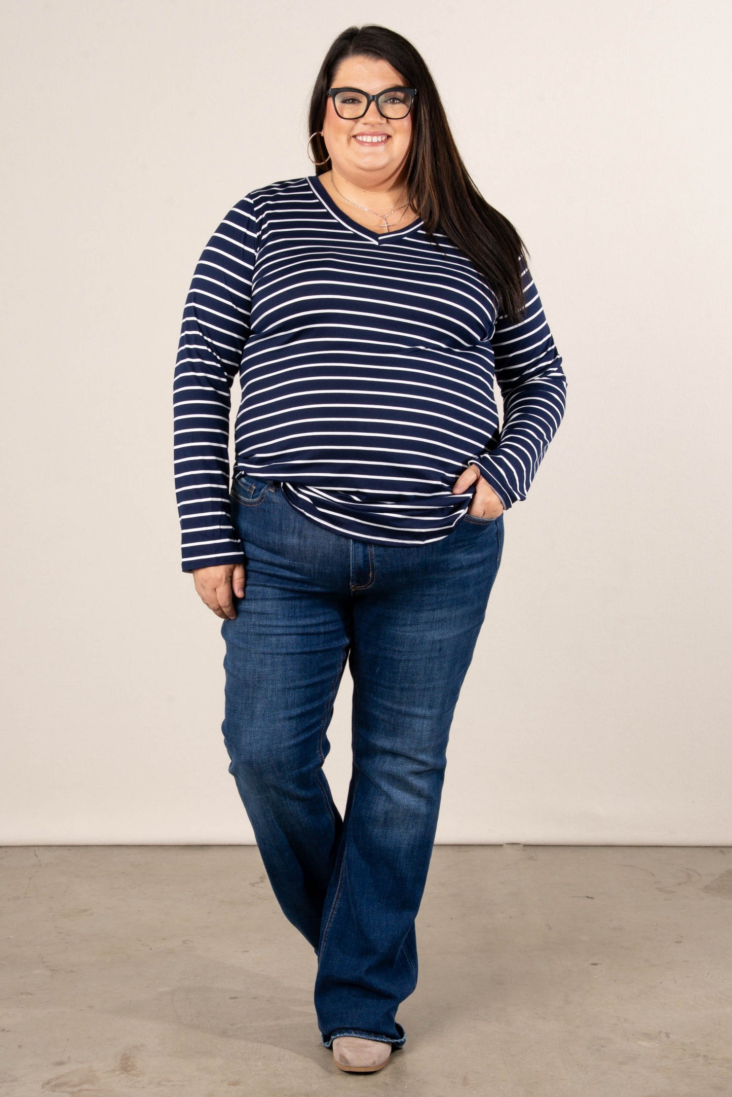 Fine Lines Striped Round Hem Top