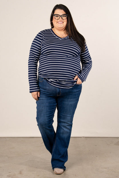 Fine Lines Striped Round Hem Top