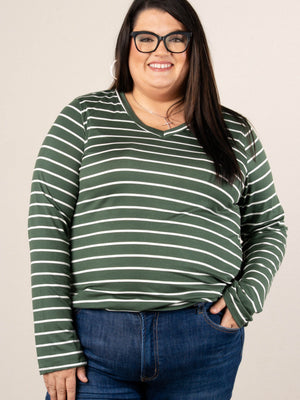 Fine Lines Striped Round Hem Top