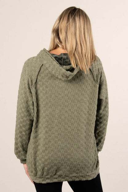 Fall Festival Raised Checkered Knit Hooded Top
