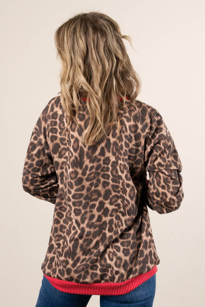 Untamed Ribbed Leopard Top Stitch Top