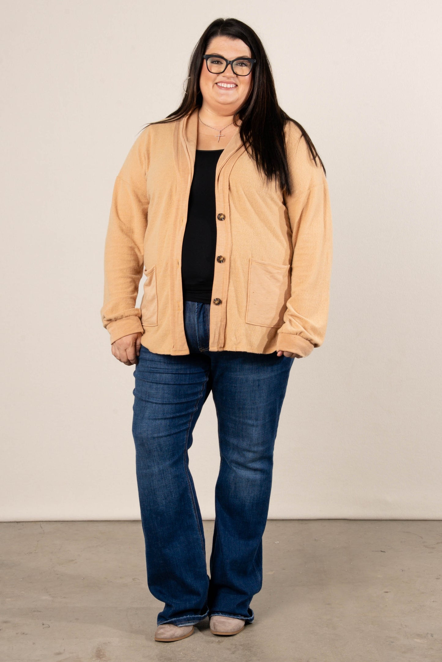 Autumn Air Mixed Knit Shawl Collar Cardigan