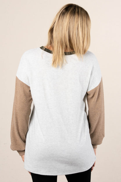 Hey Fever Color Block Henley Top