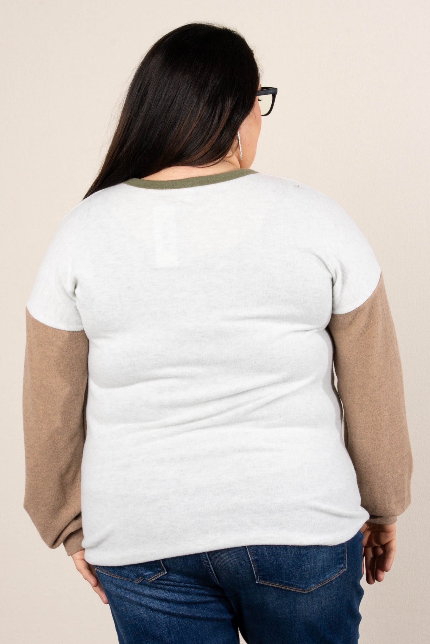Hey Fever Color Block Henley Top