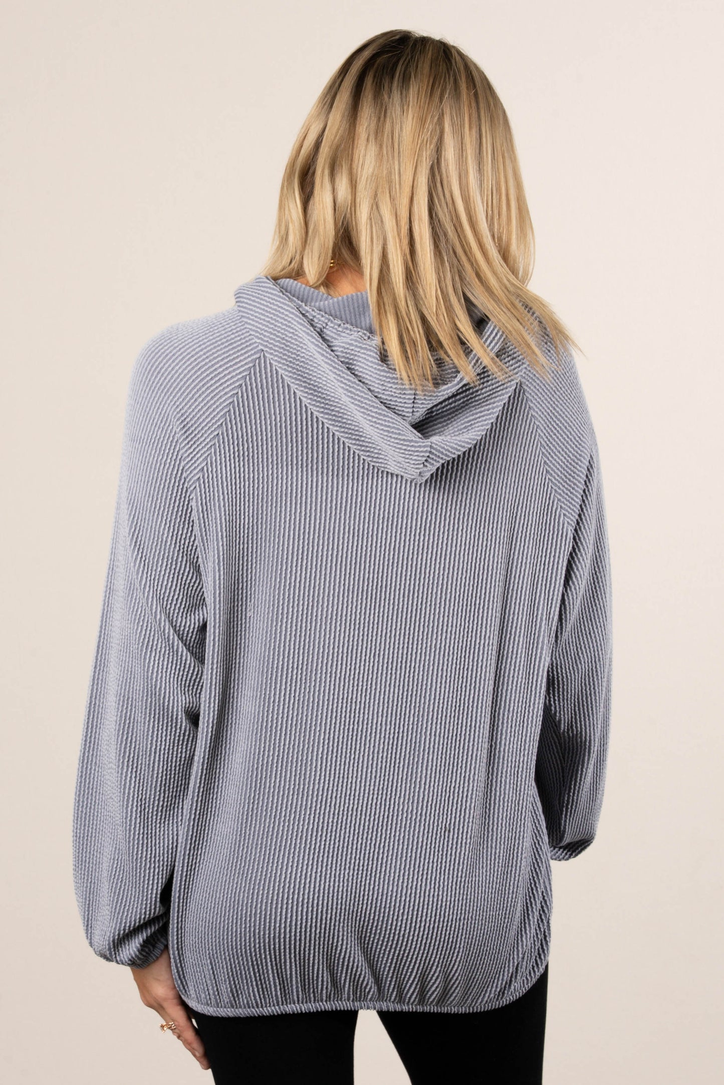 Catch A Chill Raised Rib Hooded Top