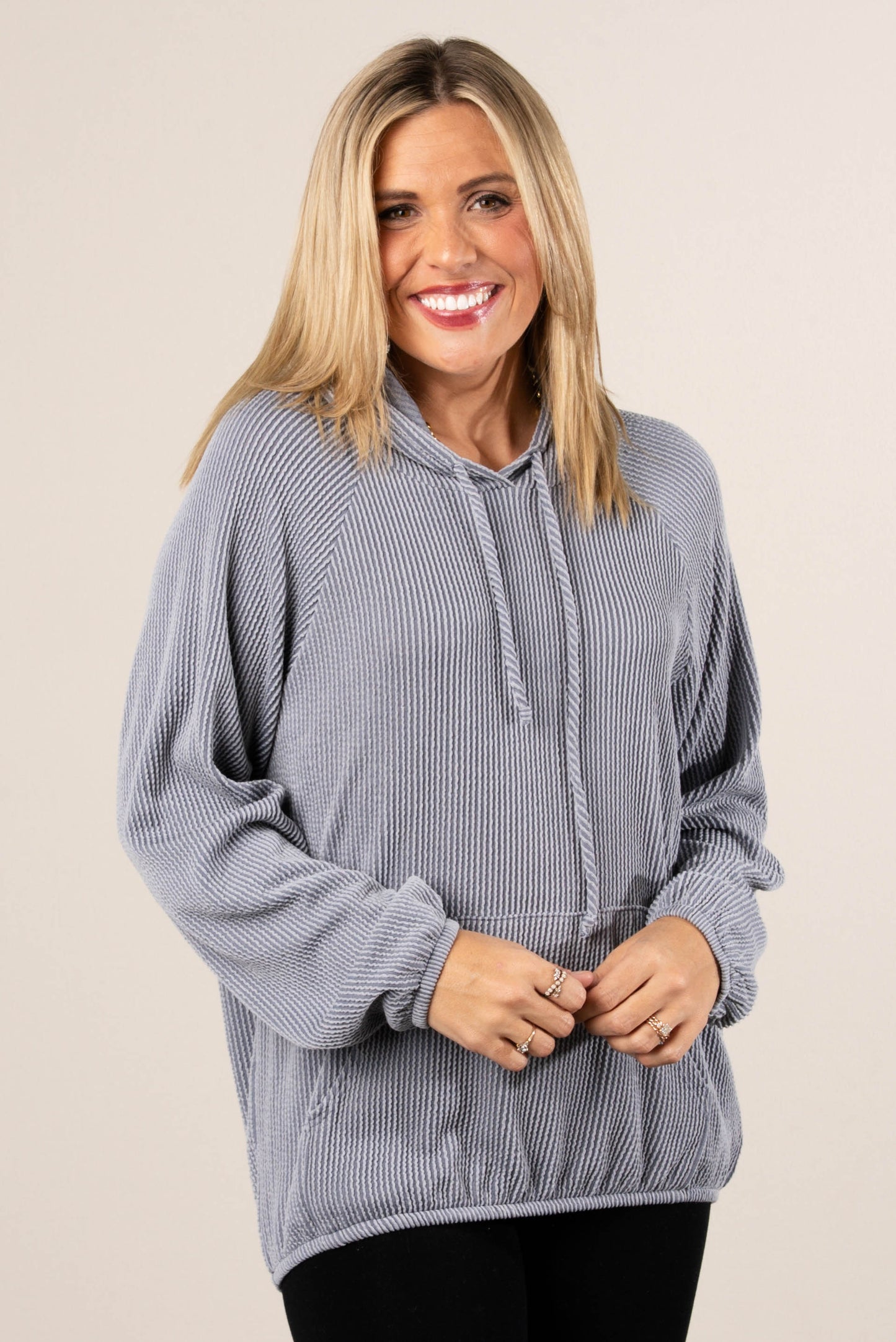 Catch A Chill Raised Rib Hooded Top