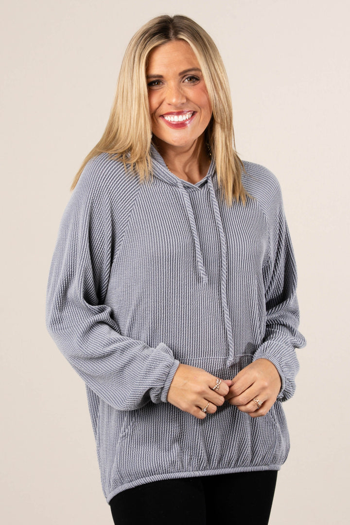 Catch A Chill Raised Rib Hooded Top