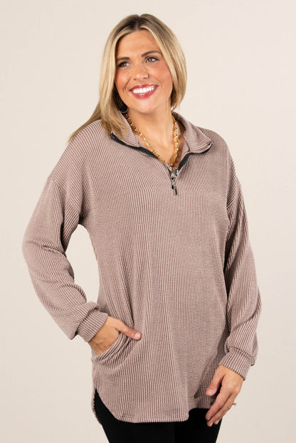 Sawyer Raised Rib Quarter Zip Tunic