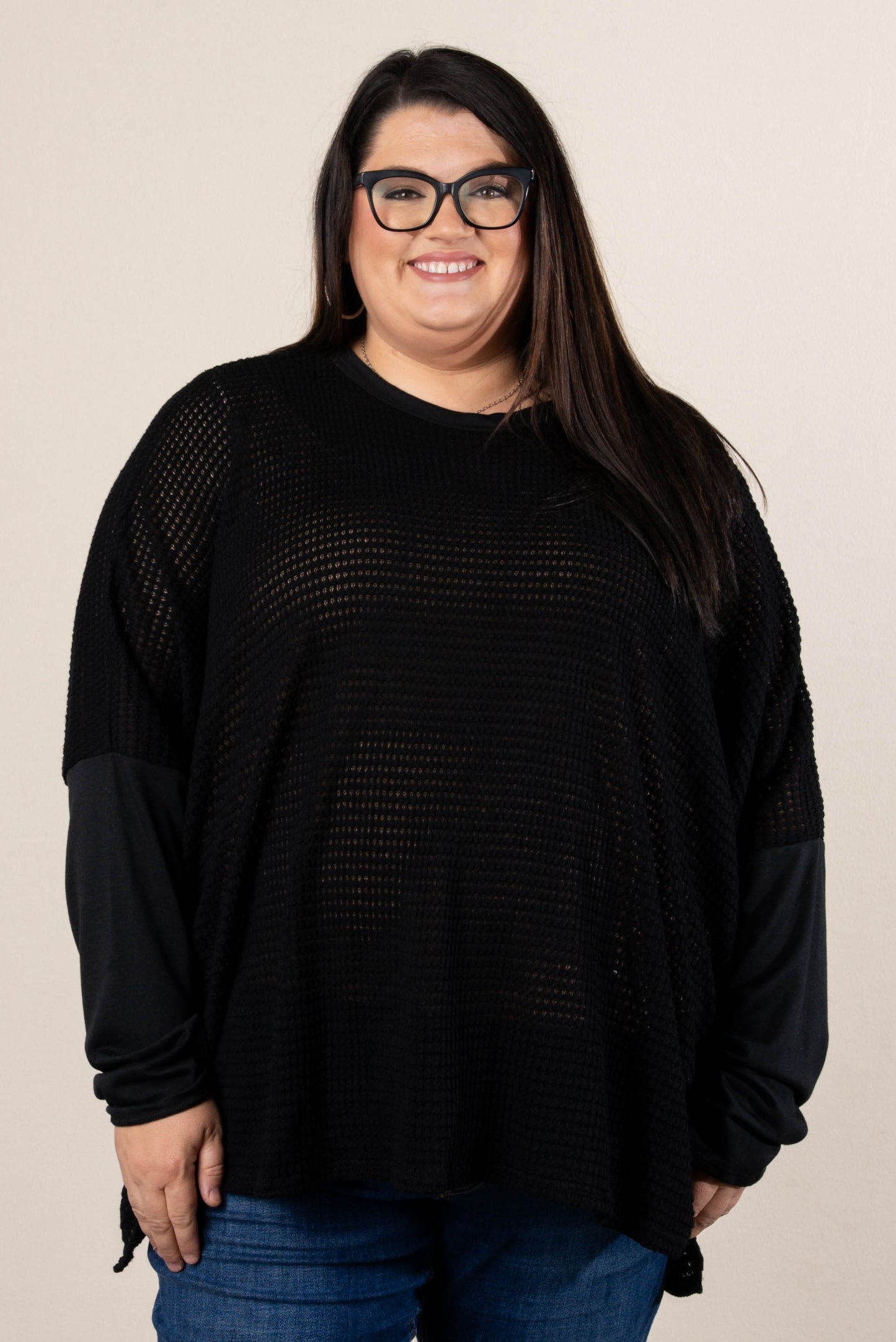Harvest Moon Waffle Knit Poncho Top