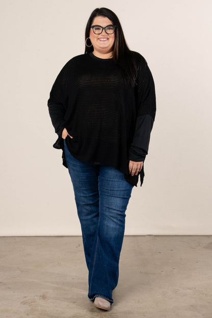 Harvest Moon Waffle Knit Poncho Top