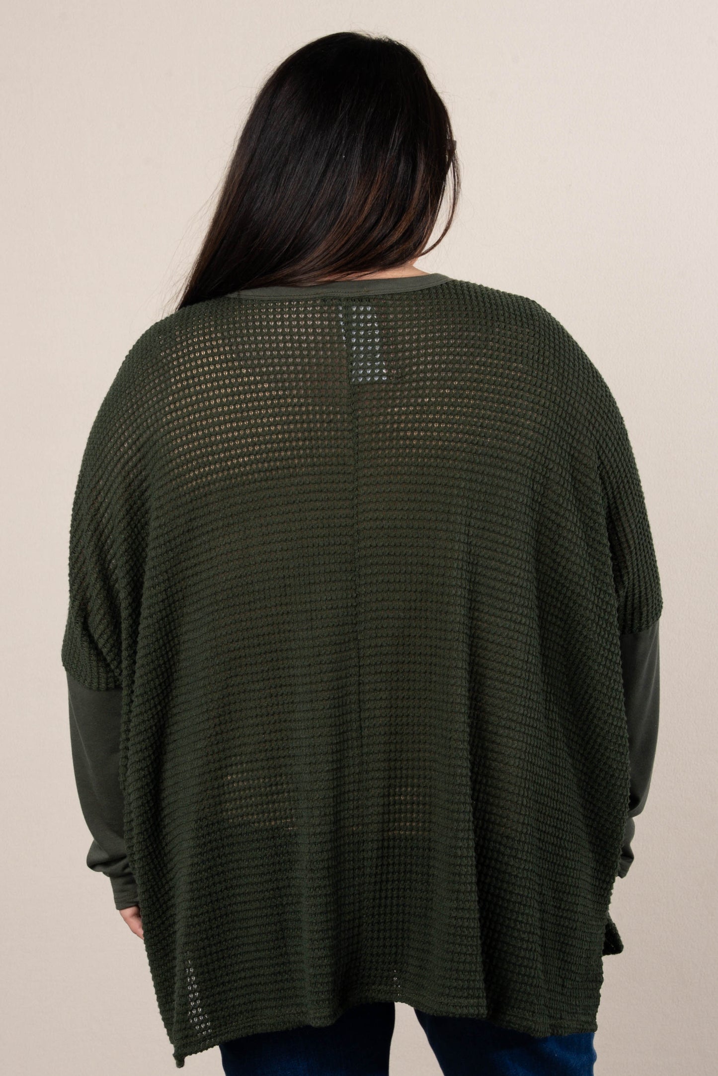 Harvest Moon Waffle Knit Poncho Top