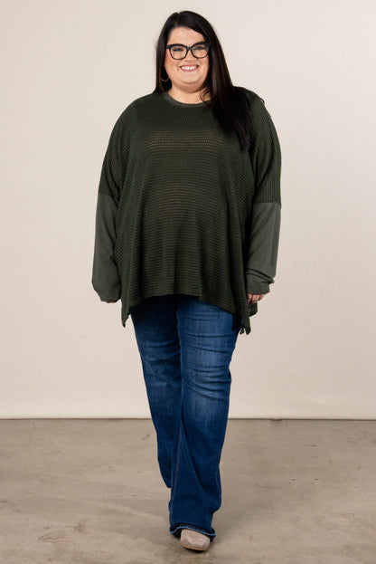 Harvest Moon Waffle Knit Poncho Top