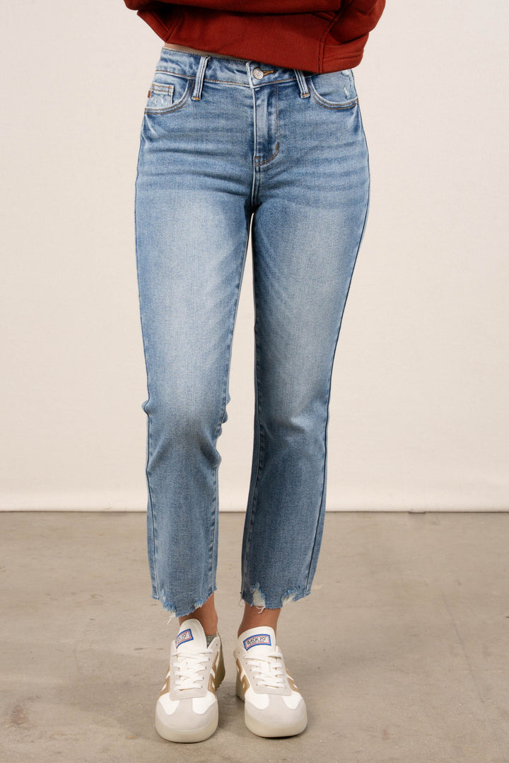 Judy Blue Lennon Mid Rise Crop Kick Flare Jeans