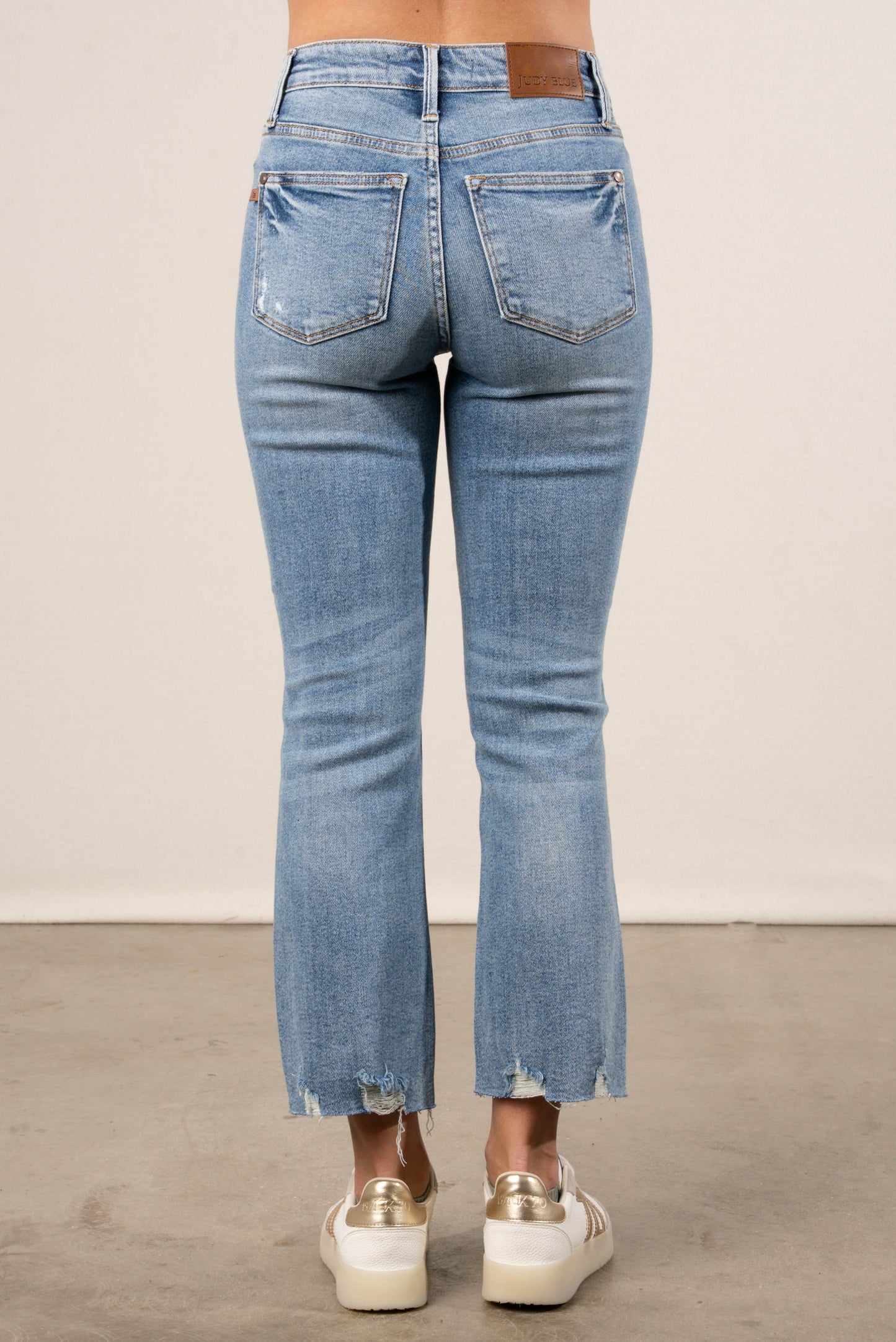 Judy Blue Lennon Mid Rise Crop Kick Flare Jeans
