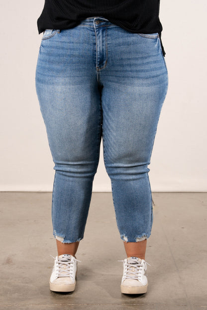 Judy Blue Lennon Mid Rise Crop Kick Flare Jeans