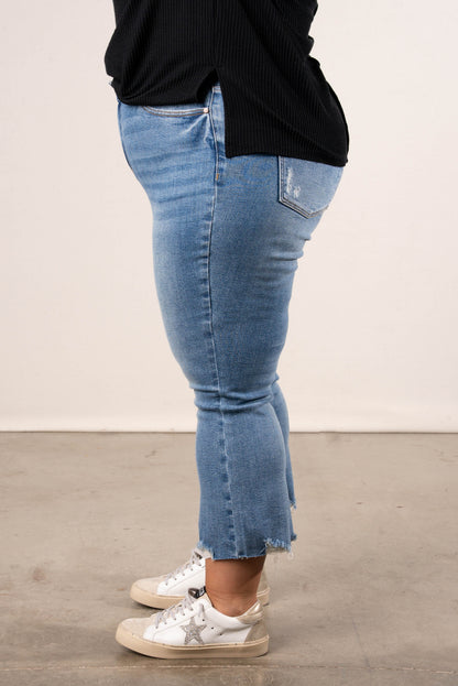 Judy Blue Lennon Mid Rise Crop Kick Flare Jeans