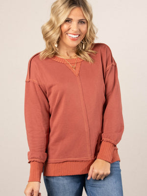 Amber Mixed Knit Reverse Stitch Top