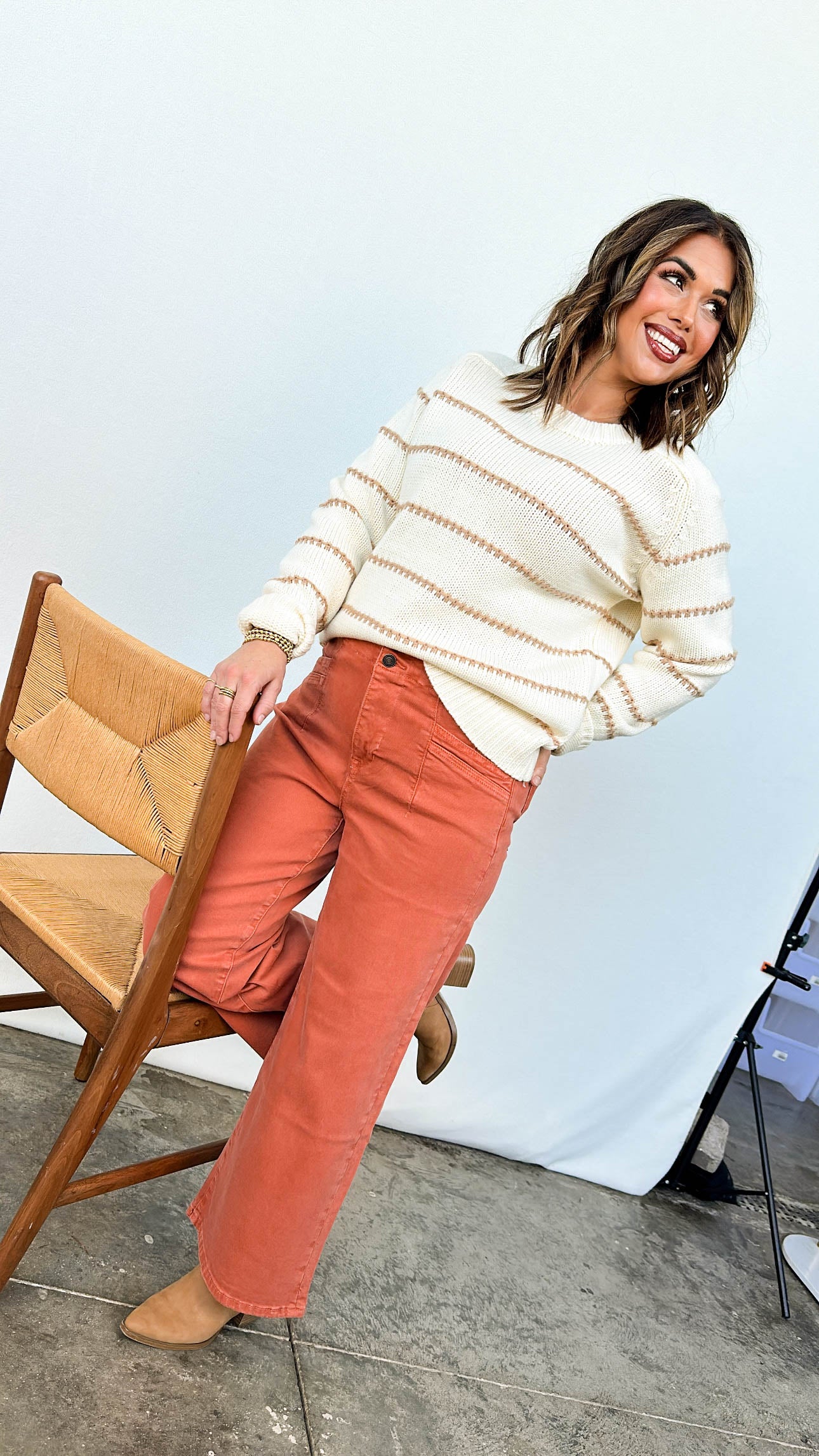 Aniston Stitch Striped Sweater