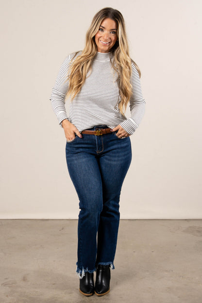Georgie Pinstriped Mock Neck Sweater