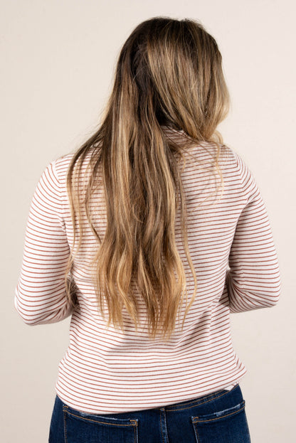 Georgie Pinstriped Mock Neck Sweater