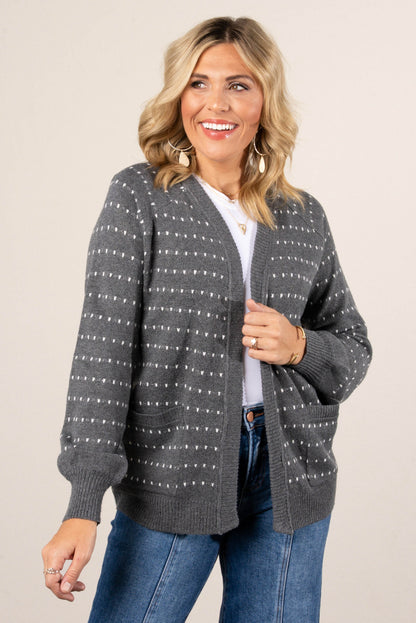 Indie Stitch Striped Open Front Cardigan