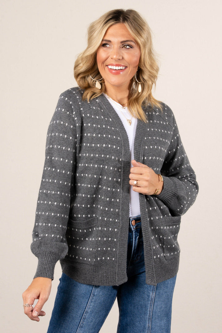 Indie Stitch Striped Open Front Cardigan
