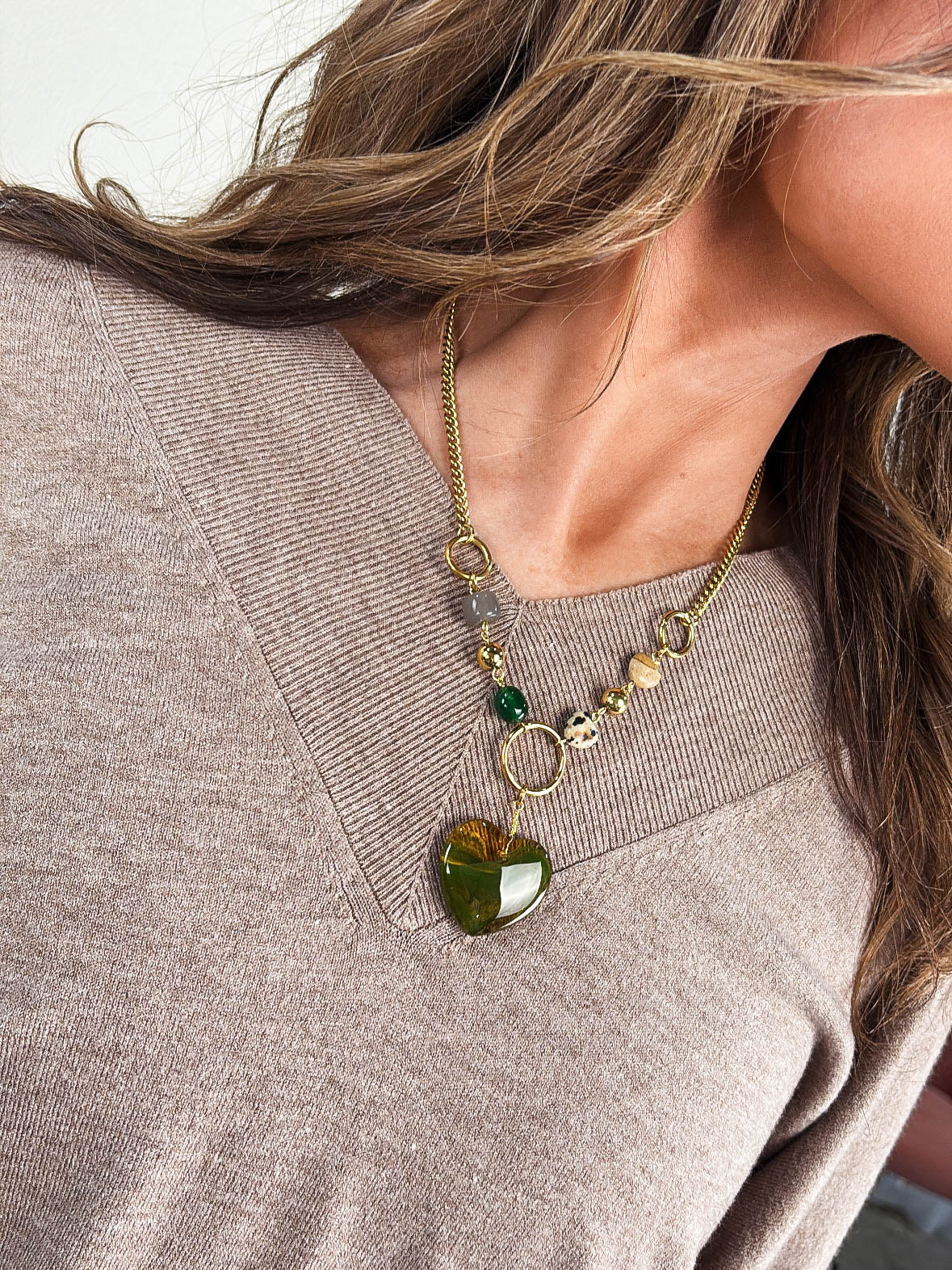 Golden Meadow Heart Necklace