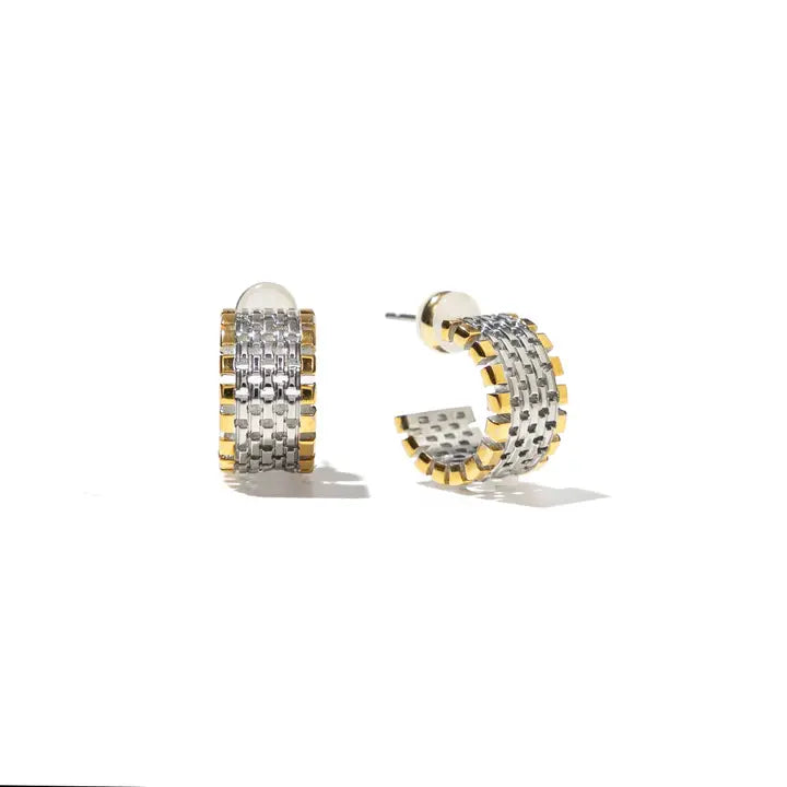 Two Tone Watch Hoop Earrings PRE-ORDER